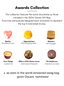 awards collection flavour card showing pictures of the chocolates and what flavour/movie they represent. States: This collection features the same chocolates as those included in the 2024 Oscars Gift Bag.
