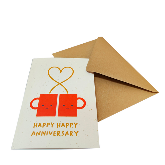 A card reading "Happy happy annicersary"