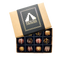 Image shows Fetcha Chocolates handmade Classic collection (a mix of milk, dark and white chocolate) which are vegan, dairy free, gluten free and soy free and come in plastic-free packaging. Image shows twelve chocolates sitting inside a kraft box with black and gold branding.