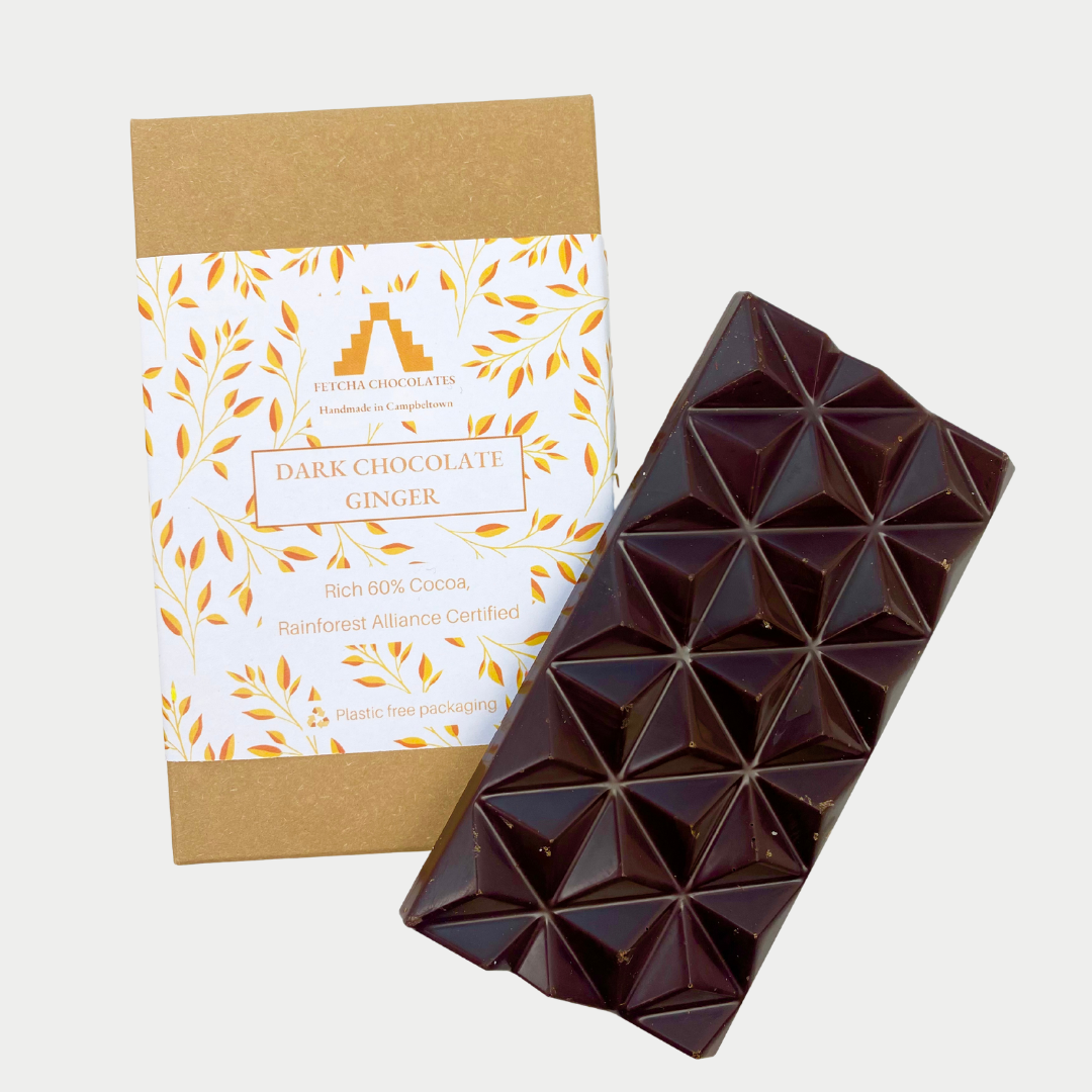 Fetcha Chocolates dark chocolate ginger bar