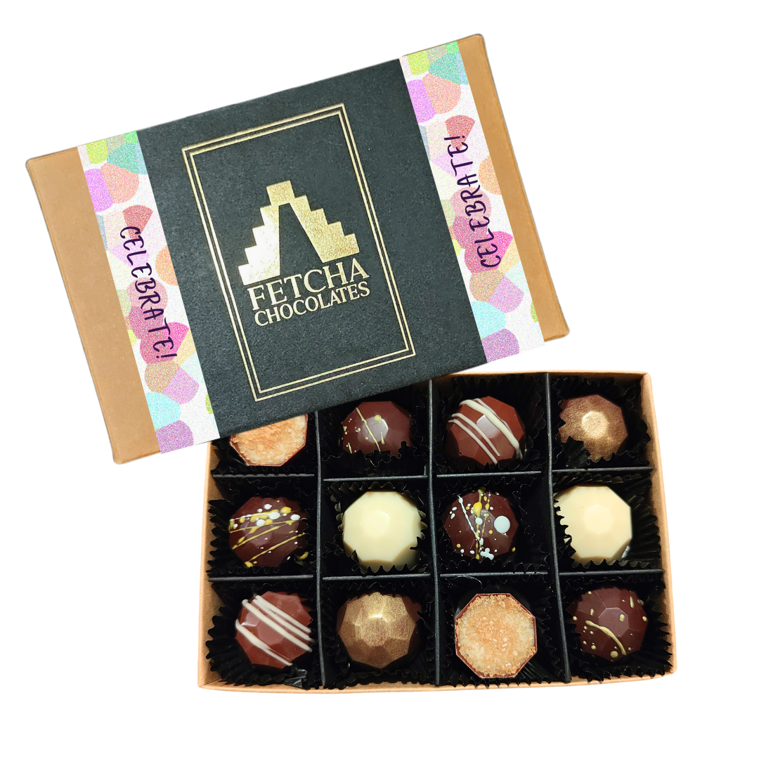 Image shows fetcha chocolates special celebration chocolate box