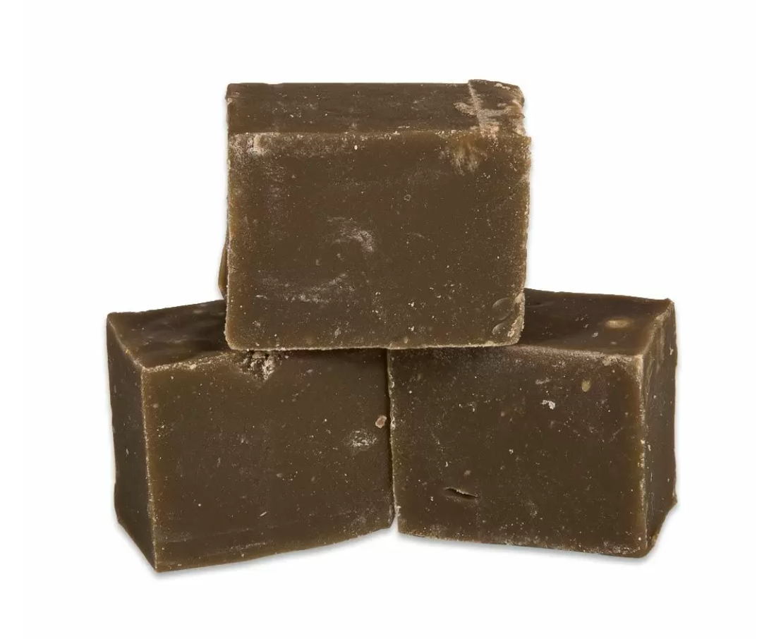 Image shows three stacked pieces of chocolate fudge being sold by Fetcha Chocolates